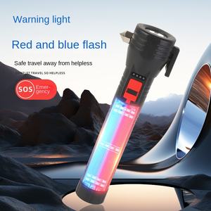 مصباح يدوي LED جديد يعمل بالطاقة الشمسية قابل لإعادة الشحن عبر USB مصنوع من البلاستيك ABS مع مصباح COB وسكين تقطيع ومطرقة أمان لكسر النوافذ - Product Image 4