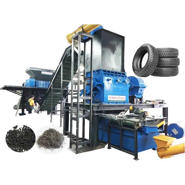 Linha de produção de telha de borracha em pó para reciclagem de pneus de sucata, pneu de carro para máquina de reciclagem de pneus