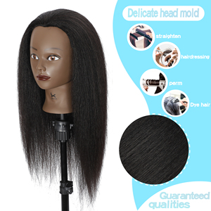 Tête à Coiffer Mannequin Africaine Américaine en Cheveux Humains pour Entraînement au Tressage Coiffure Salon de Coiffure - Product Image 3