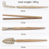 Kit d'outils de jardinage miniatures écologiques et durables en acier inoxydable pour bonsaï, ensemble d'outils à main en bois pour mini-jardin