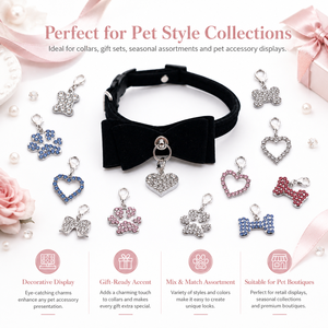 PUPE Alloy Rhinestone Hang Pendant Dangle Charms With Lobster Clasp Fit Pet Collar Key Chain DIY Accessories Jewelry Making Gift - Product Image 2