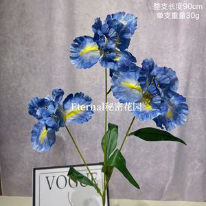 Flores Artificiales de Iris de Jardín de Monet, 3 Cabezas, Color Morado, Decoración Floral de Seda para Bodas y Hogar - Product Image 4