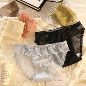 Culottes en tricot pour femmes, motif uni <span class=keywords><strong>hyper</strong></span>-teint, rose, pour l'été, taille mi-haute, respirantes, décontractées, décorées de dentelle, taille unique - Product Image 2