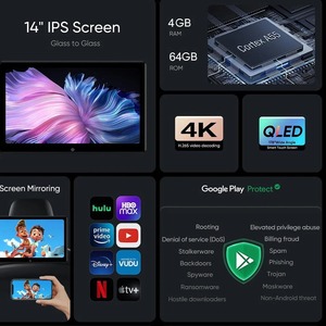 Moniteur d'appuie-tête Android 14 pouces Incell, écran tablette 2K pour siège arrière, lecteur vidéo automobile, prend en charge Netflix/YouTube/<span class=keywords><strong>Facebook</strong></span> Mirror Link - Product Image 5