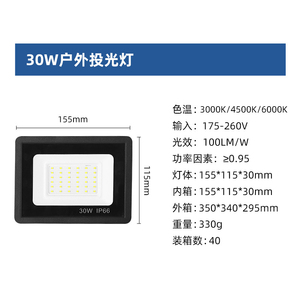 Projecteur LED 300W IP67 5000K Lumière du jour Corps en plastique Haute luminosité Utilisation extérieure Jardin Montage au sol Puce COB Solaire Certifié CE - Product Image 2