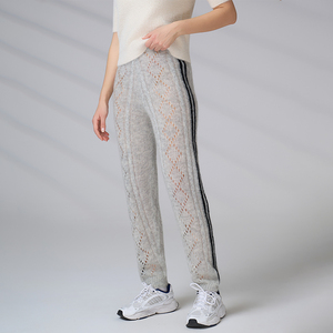 Pantalon de survêtement tricoté décontracté de luxe personnalisé en mohair et laine pour femme – Pantalon haut de gamme automne style streetwear à cheville ajustée - Product Image 5