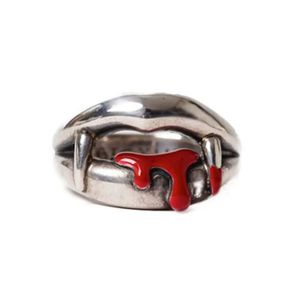 Anillo de Dedo Índice de Aleación con Diseño de Labios de Vampiro Vintage, Creativo y Personalizado, con Dientes de Vampiro y Lágrimas de Sangre, Estilo Exagerado y Apetecible, Abierto y Ajustable - Product Image 5