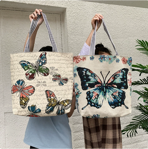 Sac fourre-tout à bandoulière en toile de style ethnique pour femme, grande capacité, simple, pour les trajets quotidiens, avec fermeture éclair et caractéristiques régionales - Product Image 1