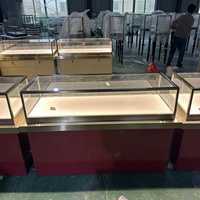 Meubles de vitrine de bijouterie sur mesure de luxe, comptoir de magasin en verre transparent, vitrine d'exposition de bijoux