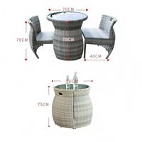Ensemble de patio peu encombrant pour l'extérieur | Table et chaises de bistrot imbriquées 3 pièces avec dessus en verre trempé pour balcon ou jardin