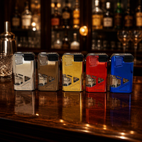 Briquet coupe-vent en gros avec logo personnalisé, impression UV, coque en silicone et métal électroplaqué, rechargeable, flamme directe