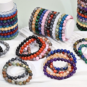 Pulseras de Piedras Redondas de Amatista Natural, Joyería de Moda, <span class=keywords><strong>Curativas</strong></span>, de Materiales Mixtos, Precio al por Mayor, para Regalos - Product Image 2