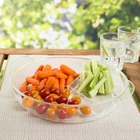 Plateau de service rond réfrigéré, plateau à fruits, plateau de service à 3 compartiments, grand seau à glace avec couvercle en dôme pour la maison
