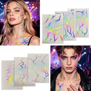 Pegatinas de Tatuajes Holográficos con Efecto Láser, Resistentes al Agua, de Larga Duración, Coloridas, con Diseño de Rayo, <span class=keywords><strong>Tatuaje</strong></span> Temporal - Product Image 4