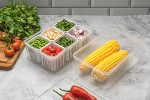 6-in-1 Eco-Friendly Airtight Safe Fridge Organiser <b>Container</b> Set <b>Plastic</b> Storage Box 3300ml Modern Easy Clean - Product Image 5