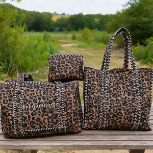 Bolsa <span class=keywords><strong>de</strong></span> Viaje Grande Personalizada con Logotipo, Bolsa <span class=keywords><strong>de</strong></span> <span class=keywords><strong>Fin</strong></span> <span class=keywords><strong>de</strong></span> <span class=keywords><strong>Semana</strong></span> Acolchada para Mujer, Juego <span class=keywords><strong>de</strong></span> 3 Bolsas con Estampado <span class=keywords><strong>de</strong></span> Leopardo, Bolsa <span class=keywords><strong>de</strong></span> Mano Acolchada con Bolsa Pequeña - Product Image 1