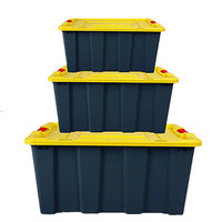 Grande Boîte de Rangement en Plastique avec Couvercle Renforcé, Bac de Stockage Industriel Portable pour Outils de Voiture et Équipement de Camping