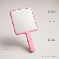 Espejo de Maquillaje Cuadrado Portátil al por Mayor, con Logotipo Personalizado, Marca Privada, para Extensiones de Pestañas, Salón de Belleza, Regalo, Espejo Cosmético al por Mayor