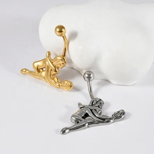 Piercing de ombligo de acero inoxidable con barra curva, divertido y sexy, para hombres y mujeres, con diseño de Kama Sutra. - Product Image 2