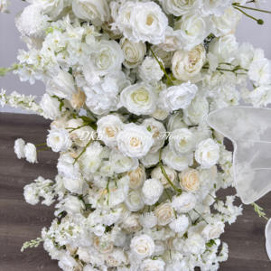Nuevo diseño personalizado flores artificiales arco de boda arreglo de flores blancas Fondo acrílico con fondo de boda de flores - Product Image 4