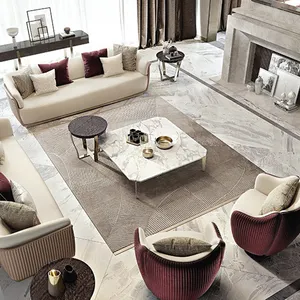 意大利豪华别墅沙发现代组合皇家豪华模块化7节木制沙发套装家具便宜天鹅绒木材便宜