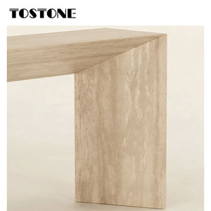 Tostone <span class=keywords><strong>Table</strong></span> <span class=keywords><strong>console</strong></span> unique en travertin beige de dinde naturelle moderne pour hall d'entrée, meubles de hall d'hôtel de l'usine directe - Product Image 2