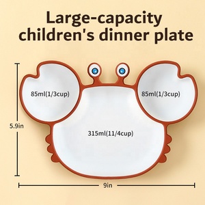 Piatto antiscivolo in Silicone per uso alimentare piatto diviso Design stoviglie piatto in Silicone per bambini piatto infrangibile in Silicone per aspirazione - Product Image 3