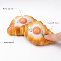 Jouet Squishy Croissant Œuf à Remontée Lente, Motif Jaune d'Œuf Doré, Anti-Stress, Compagnon de Bureau