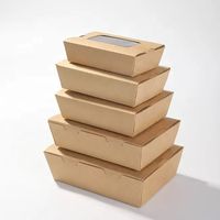 Herbruikbare kraftpapieren fruitsalade doos met venster, wegwerp lunchbox/bentobox