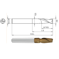 Fraise en carbure à long col à 2 cannelures personnalisable revêtement TiAlN 1/8 "-1/2" LOC pour fraisage de poche profonde tige droite ODM OEM