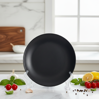 Service de table en céramique de luxe, 4 pièces, noir, glaçure réactive, vaisselle en grès pour hôtel, compatible micro-ondes, assiettes, bols, ensembles de vaisselle