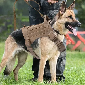 Outdoor Tactical Dog Training Vest No Pulling Front Clip Working Dog Pet Adjustable Soft Padded Tactical Dog harness set