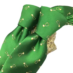 批发手工100% 丝绸编织提花男士领带精致乐器喇叭绿色中国供应商定制音乐领带