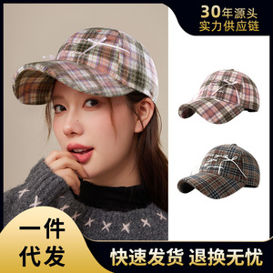 หมวกเบสบอลลายสก๊อตคาคัส 57-59 ซม. หมวกผู้หญิงบุขนแกะสำหรับฤดูหนาวที่อบอุ่น - Product Image 5