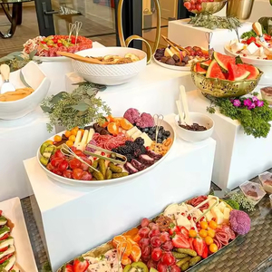 Ray Yi Tùy Chỉnh Sang Trọng Chất Lượng Cao <span class=keywords><strong>Acrylic</strong></span> Tự Chọn Riser Hiển Thị Thực Phẩm Đứng Cho Đảng - Product Image 1