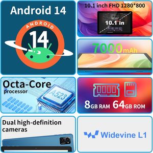 10 inç Android 14 Tablet IPS yüksek çözünürlüklü LCD ekran 8GB RAM 64GB Wi-Fi 6 hızlı taşınabilir klavye 2 yıl koruma kavisli Metal gövde - Product Image 5