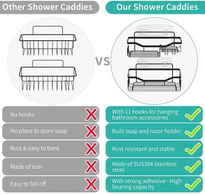 Stainless Steel Menggantung Shower Kepala Shampoo Organizer Tidak Ada Pengeboran Mandi Penyimpanan Kamar Mandi Keranjang Mandi Rak <span class=keywords><strong>Caddy</strong></span> - Product Image 5
