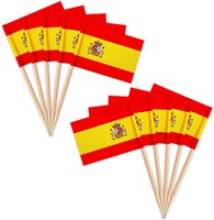 100pcs Per Bag Bendera Tusuk Gigi Spanyol dan Bendera Negara Lainnya, Mini Stick Custom untuk Hiasan Cupcake