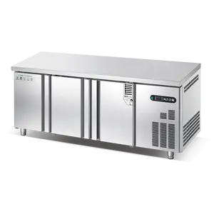 Congelador de mesa de trabajo de 3 puertas de carga frontal comercial Ventilador Congelador Refrigerador Equipo de refrigeración para restaurante