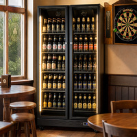 Réfrigérateur commercial à porte vitrée simple/double/triple avec fonction de présentation pour le stockage de bières et de boissons en supermarché