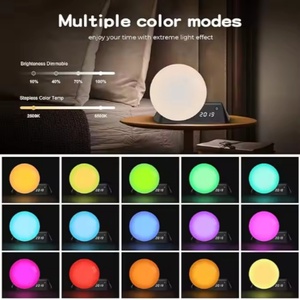 The Smart Bedside Night Light Alarm <b>Clock</b> with 15 <b>White</b> Noise RGB Ambient Lights Is Suitable for Bedrooms and Studies - Product Image 4