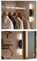 Lumière LED murale pour armoire à détecteur de mouvement PIR 5V alimentée par batterie, étanche, haute luminosité, finition bois, 2700K, dimmable