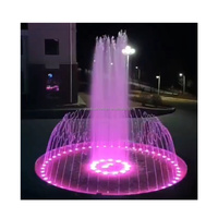 Fuente Musical Circular de Lujo para Exteriores, Decoración de Jardín para Mansiones, con Iluminación LED Cálida, Chorro de Agua Central Alto y Espectacular Exhibición de Chorros