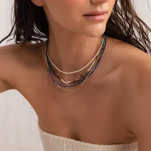 Nieuwste Ontwerp Eenvoudige Sieraden Mix Kleur 3Mm Extreem Fijne Edelsteen Kristallen Feest Bruiloft Feest Verstelbare Choker Ketting