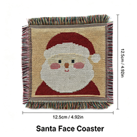 Sous-verres de Noël tissés à franges en gros, mignons sous-verres en tapisserie Père Noël, décoration de table personnalisée OEM ODM