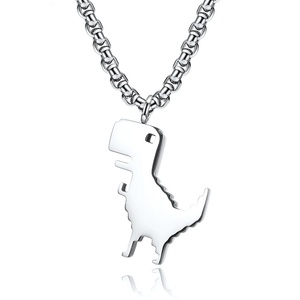 Collar con Colgante de Acero Inoxidable 316L, Impermeable, con Diseño de Dinosaurio T-Rex, Estilo Minimalista, Hiphop, Hipoalergénico, Moderno, Unisex - Product Image 5
