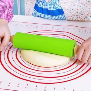Custom Kitchen Gadgets 2024 Kids Mini Medium Large Size Chsristmas Embossed <b>Silicone</b> Solid Wood Rolling Pin for Baking - Product Image 2