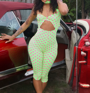 Viviblook J26JP122 Combinaison décontractée une pièce pour femme, sans bretelles, à imprimé pois, avec bandeau, pour l'été - Product Image 2