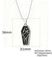 Collar de Acero Estilo Vintage con Colgante Creativo de Doble Calavera y Ataúd para Hombres y Mujeres, Diseño Gótico Punk, Directo de Fábrica