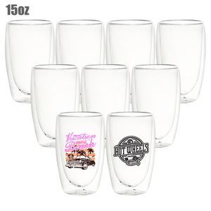 Verres à bière multifonctionnels pré-perforés à double paroi, écologiques, sans BPA, de 8 à 15 oz, isolés, transparents, pour cocktails, bière, jus - Product Image 3